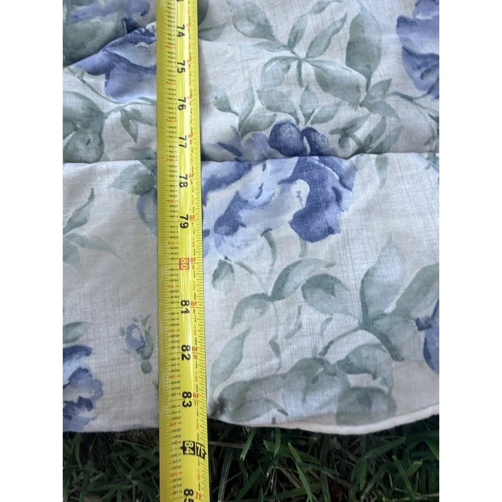 Cannon Queen Full Blue Floral Cotton Bedding Comforter Reversible Stripes
